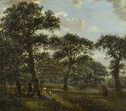 Jan van der Heyden Figures Resting and Promenading in an Oak Forest oil